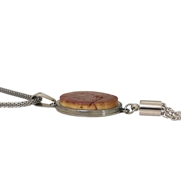 Cork Long 30” Silver Herringbone Chain & Dark Cork Pendant - Picture 3 of 10